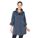 Solid Shimmery Button Front Swing Jacket in Pewter - 200 -PWR