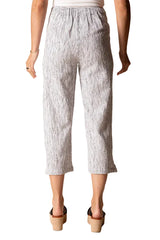 Textured Stripe Pucker Weave Capri in White/Black - 22776