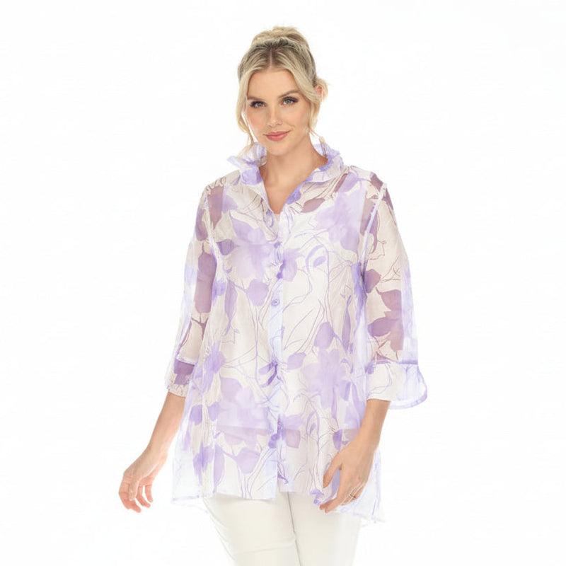 Effortless Elegance Sheer Floral Blouse in Purple - 2277J-PPL
