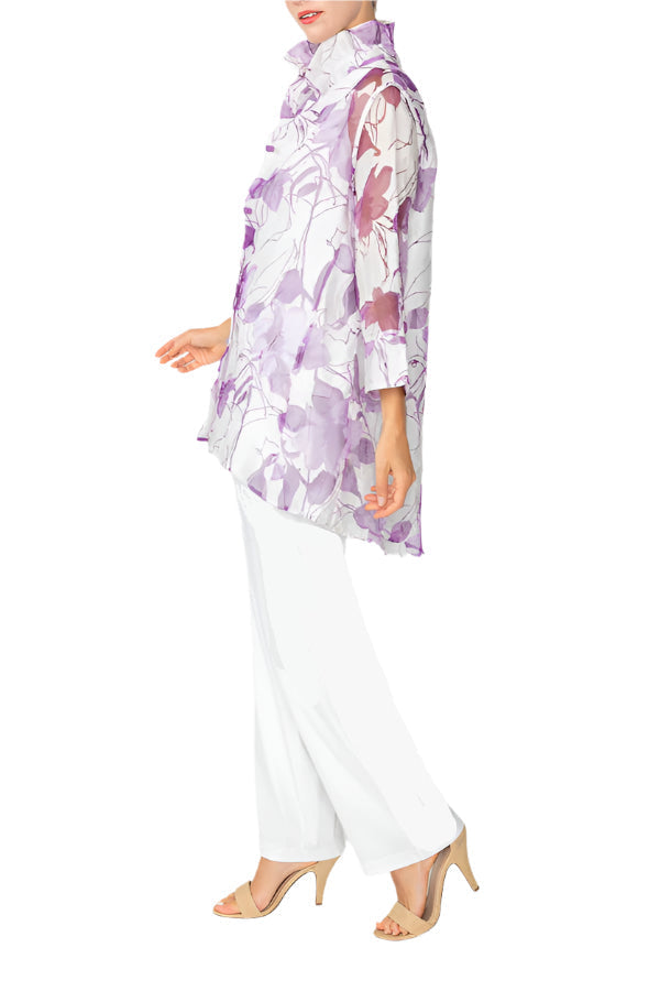 Effortless Elegance Sheer Floral Blouse in Purple - 2277J-PPL