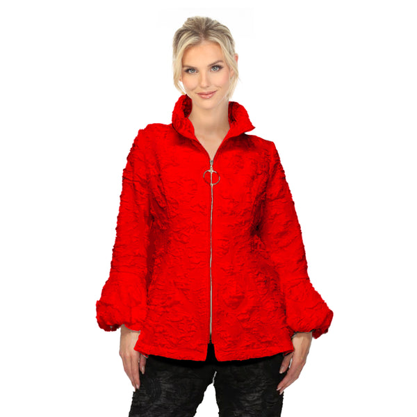 Textured Circle Jacquard Jacket in Red - 7238J-RD