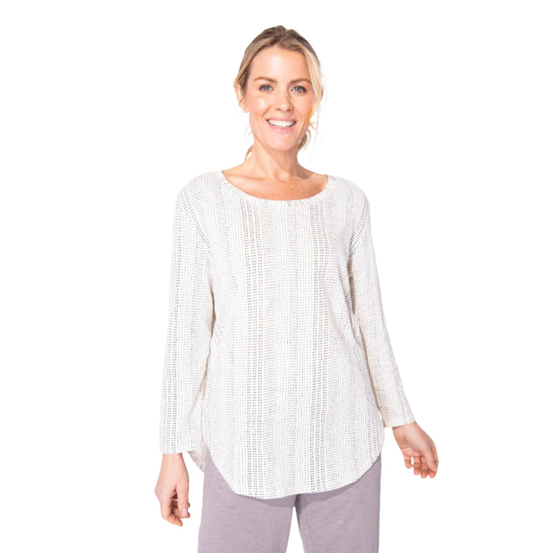 Escape by Habitat Aztec High-Low Tunic Top in Ivory - 12704-IVO