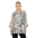 Sheer Floral Sketch Print Hi-Low Blouse/Jacket -  6136T