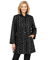 Plush Textured Button-Front Coat/Jacket in Silver/Black - 4924-SLV