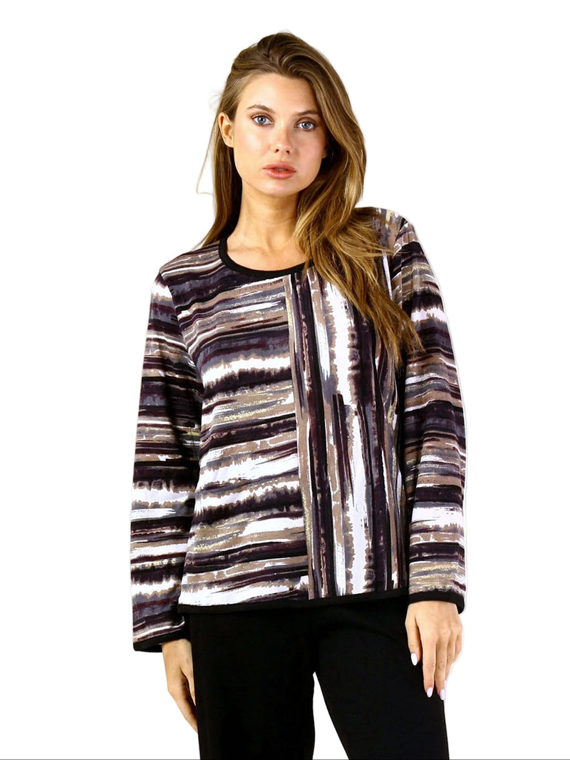 Mixed Direction Stripe Top in Multi - 2309