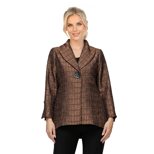 Textured Jacquard Jacket in Brown - 7525J-BRN