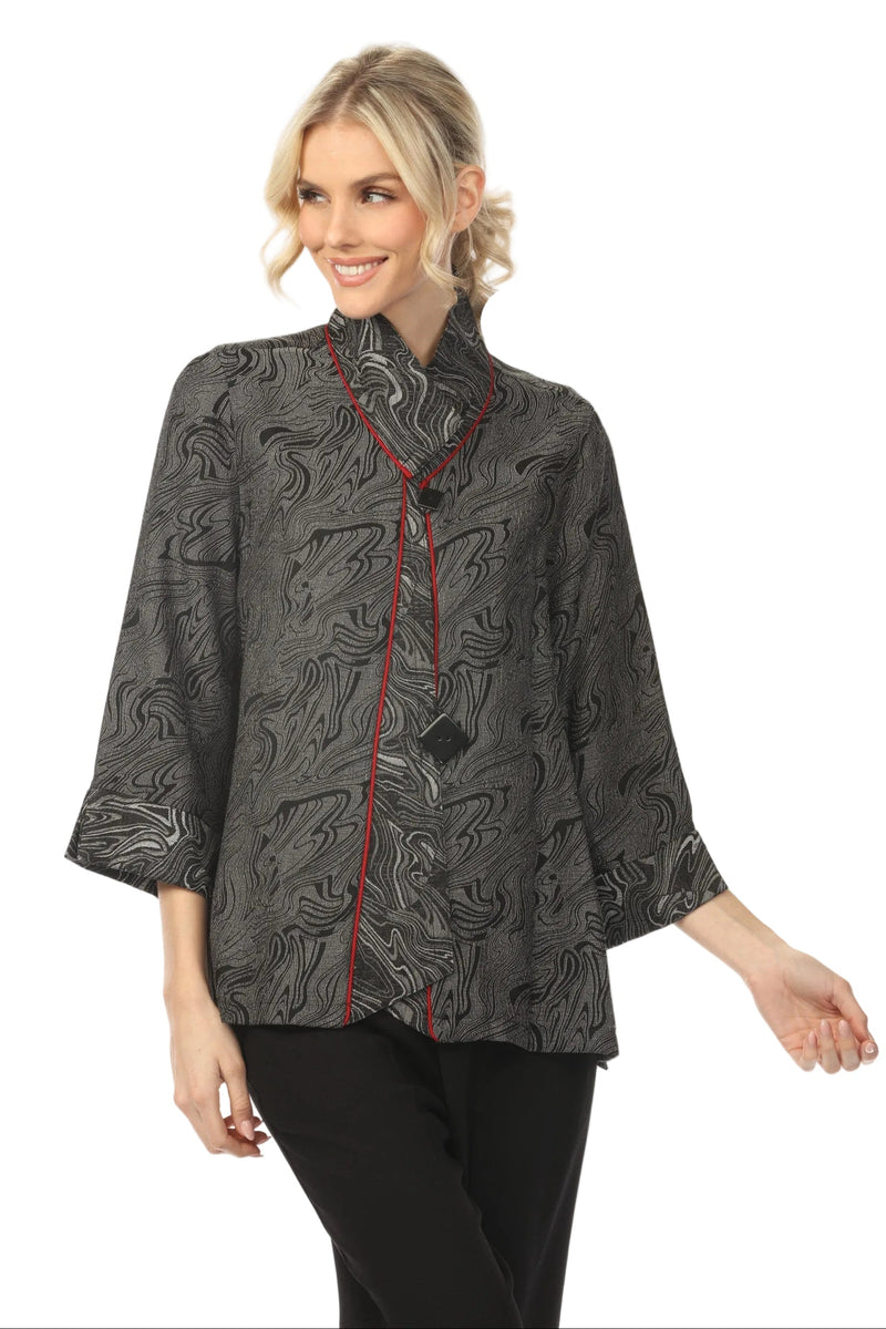 Just In! Elegant Jacquard Swirl Jacket in Silver -  2324-SLV