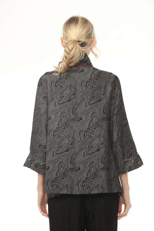 Just In! Elegant Jacquard Swirl Jacket in Silver -  2324-SLV