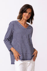 Santa Barbara Stripe Tee — navy