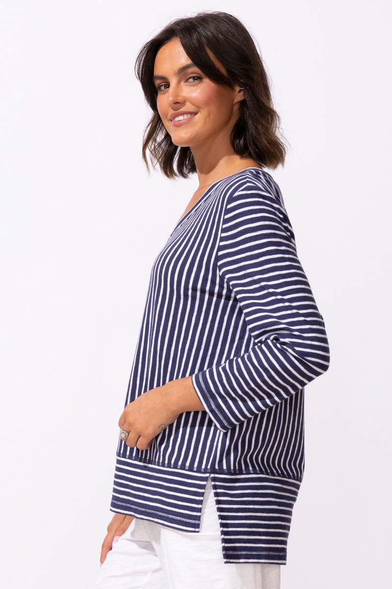Santa Barbara Stripe Tee — navy