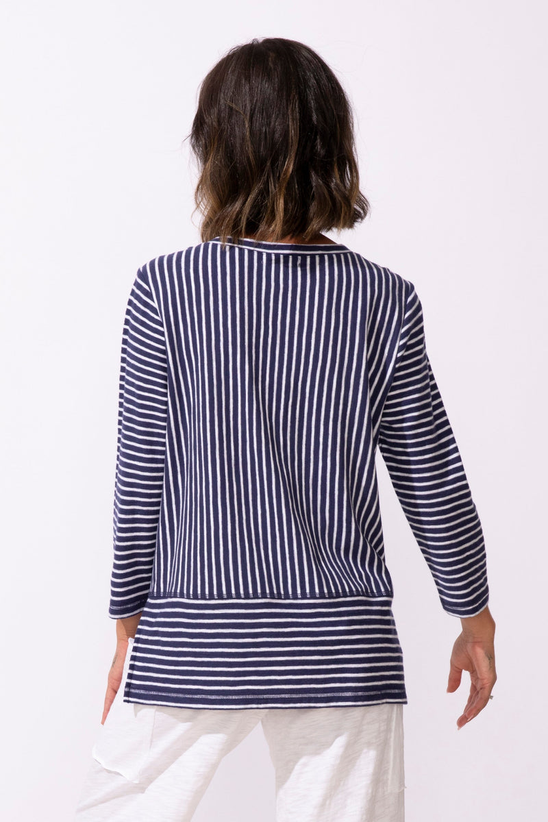 Santa Barbara Stripe Tee — navy