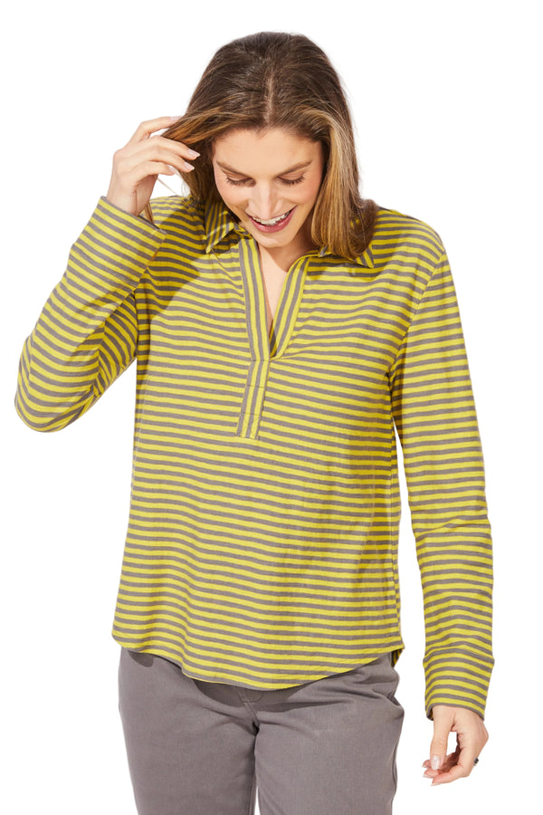 Verona Stripe Primo Split Neck - 23544