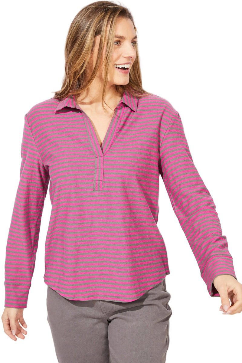 Verona Stripe Primo Split Neck - 23544