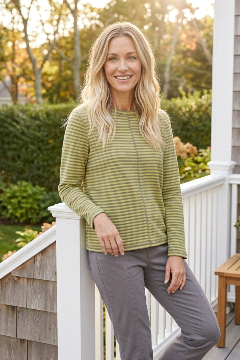 Verona Stripe Layover Tee — citron