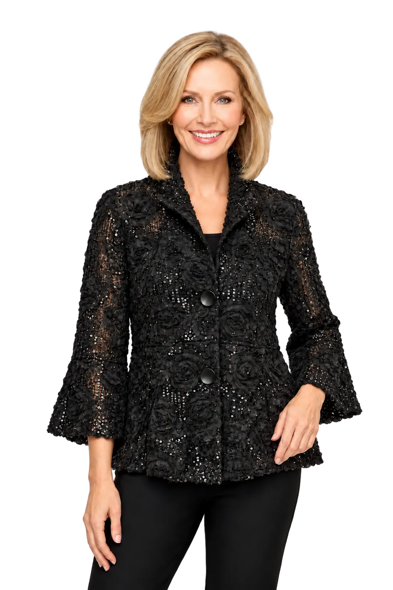 Sequin Embellished Mesh Jacket - 2501