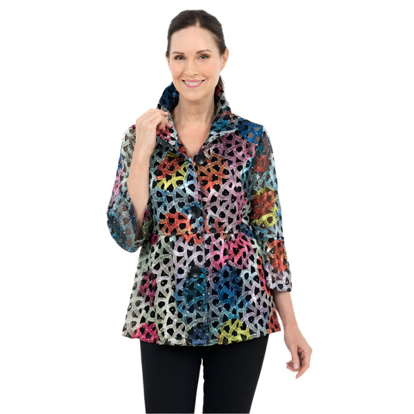 Interlocking Vibrant Geometric Jacket in Multicolor - 400-MLT