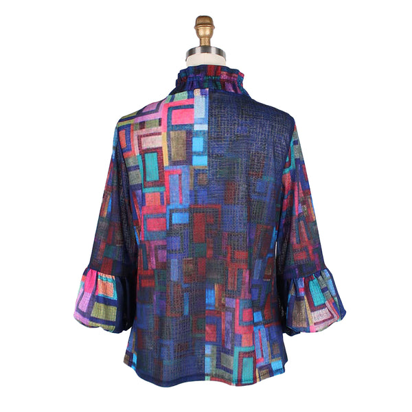 Damee Rainbow Square Print Slightly Sheer Jacket in Multi - 2393-MLT