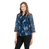 Floral Soutache Jacket on Mesh in Blue - 2395-BLU - Size M