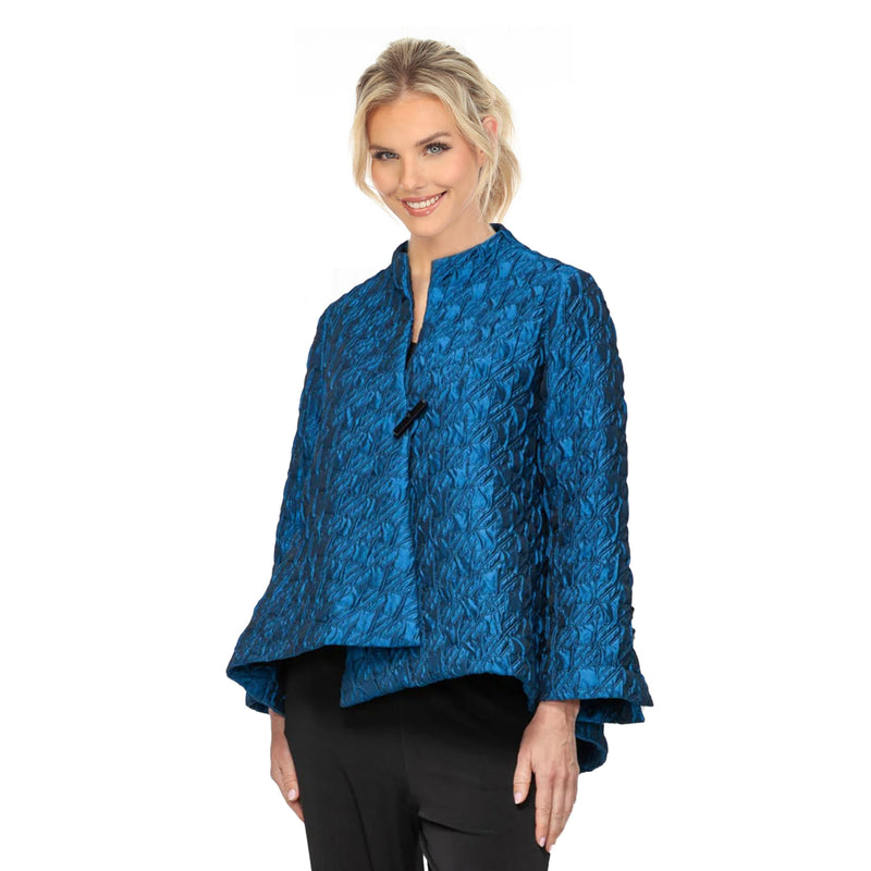 Striking Textured Asymmetric Jacket in Blue - 7567J-BlU