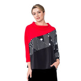 Polka-Dot Colorblock Top in Red - 4948T-RD - Sizes S & XL