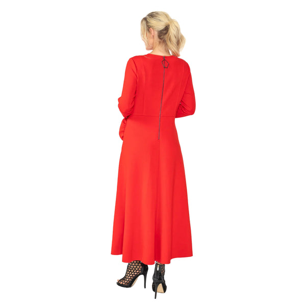 Red Rosette Midi Dress in Red - 6701D-RD - Size L Only!