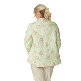 Metallic Floral Jacquard Asymmetric Jacket in Green Multi - 4678J