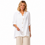 Lightweight Textured High-Low Shirt - 32440