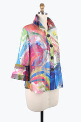 Colorful Paint Splash Lace-Net Jacket - 2401