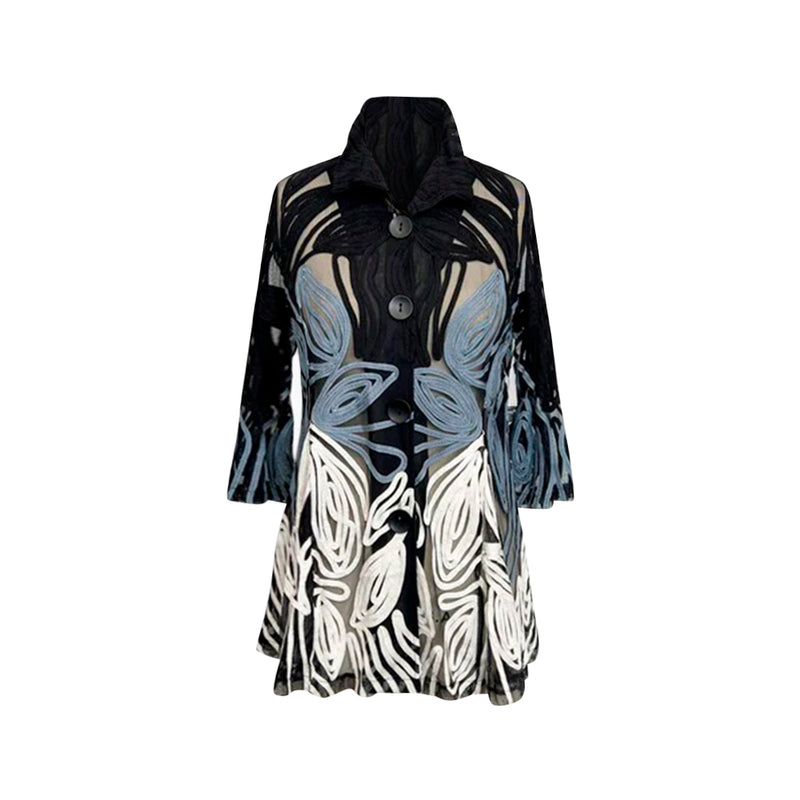 Sheer Tri-Color Teardrop Design Button Front Jacket - 2418-MLT