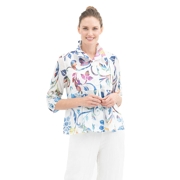 Whimsical Floral Vine Peplum Jacket - 2441