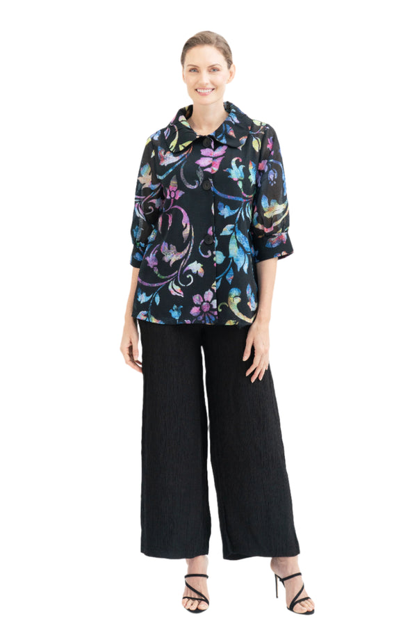 Sheer Floral Jacket in Jewel Tones - 2448-MLT