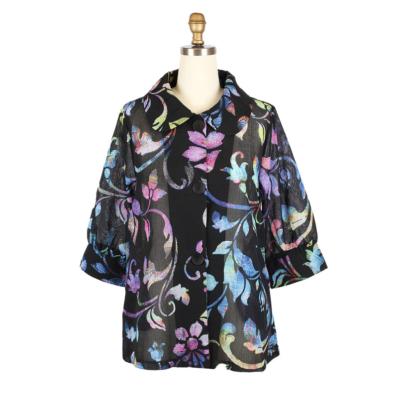 Sheer Floral Jacket in Jewel Tones - 2448-MLT