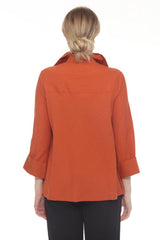 Subtle Textured Two-Button Jacket in Rich Burnt Orange - 2450