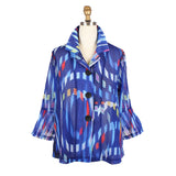 Vibrant Spiral-Print Sheer Jacket in Blue/Multi - 2458-BLU