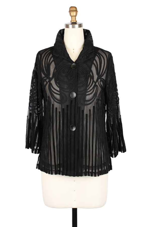 Evening Elegance Soutache Jacket - 2459-BLK