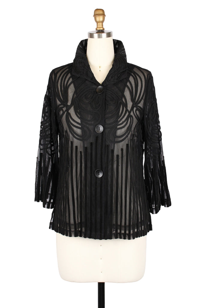 Evening Elegance Soutache Jacket - 2459-BLK