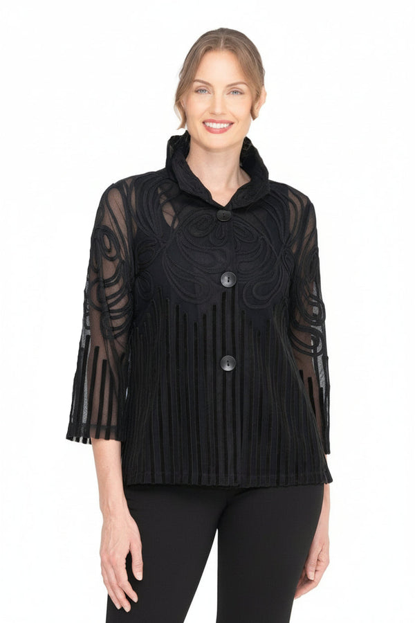 Evening Elegance Soutache Jacket - 2459-BLK