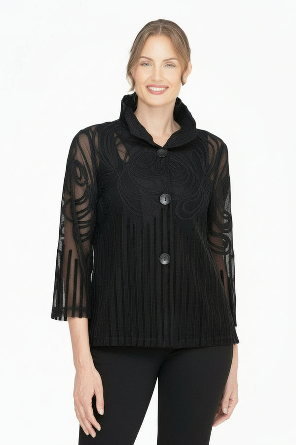 Evening Elegance Soutache Jacket - 2459-BLK