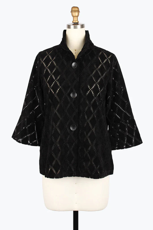Damee Velveteen Harlequin Jacket Black 2464-Blk F25
