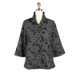 Floral Jacquard Bell Sleeve Jacket in Black - 2466-BLK