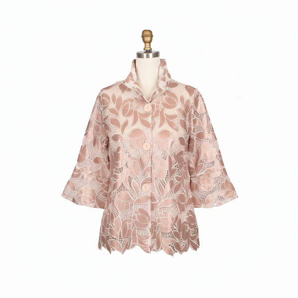 Floral Pleather Lace Jacket  - 2479-PNK