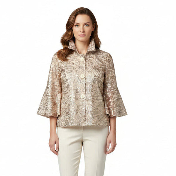 Shimmer Textured Lace & Sequin Jacket in Soft Rose Gold - 2480-RG