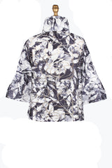 Floral Burnout Jacquard Short Jacket - 2482-NVY