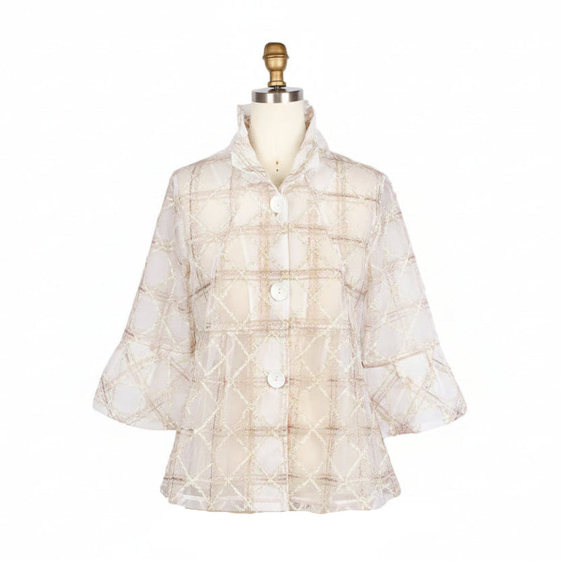 Artful Metallic Lattice Mesh Jacket - 2484