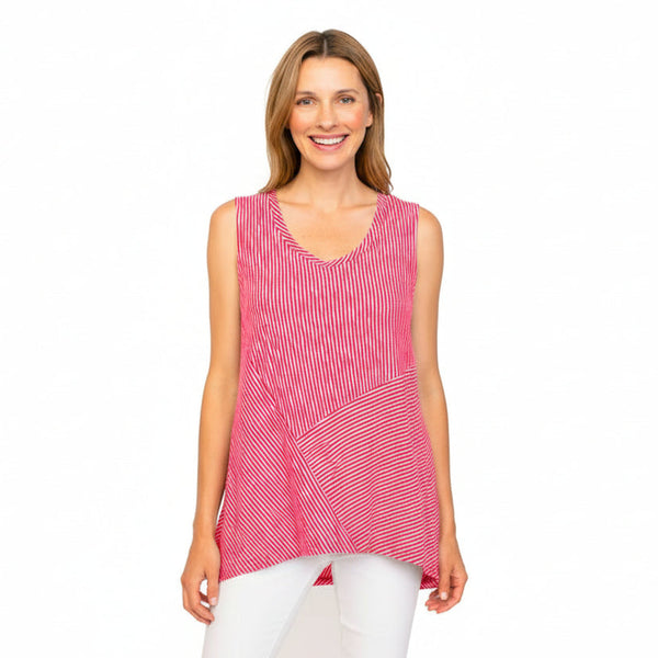 Artful Mixed Stripe V-Neck Cotton Tank - 24910