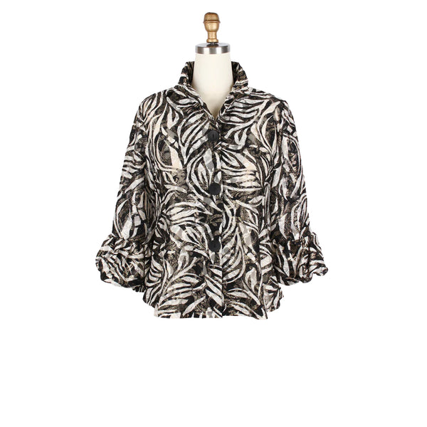 Glittered Lace Mesh Jacket - 2493-BLK