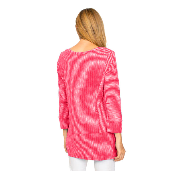 Striped Cotton V-Neck Tunic in Rose - 24940-RSE - Sizes XS & M Only!