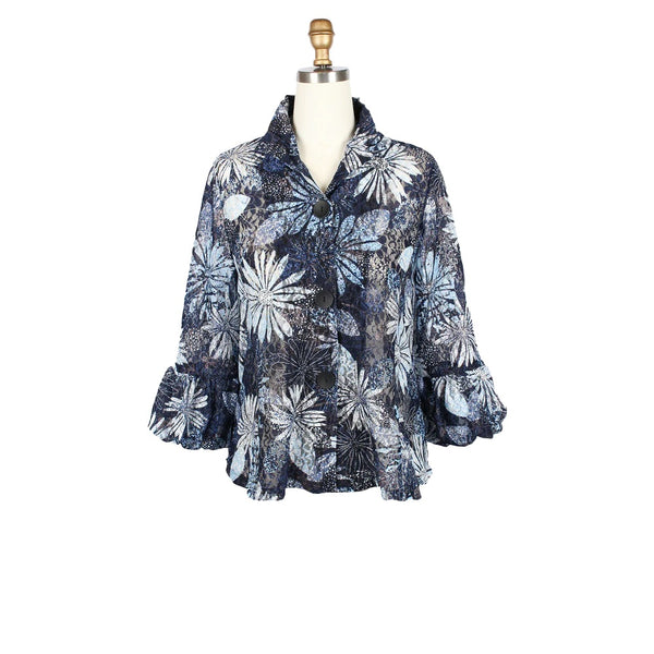 Glittered Lace Mesh Jacket - 2494-NVY