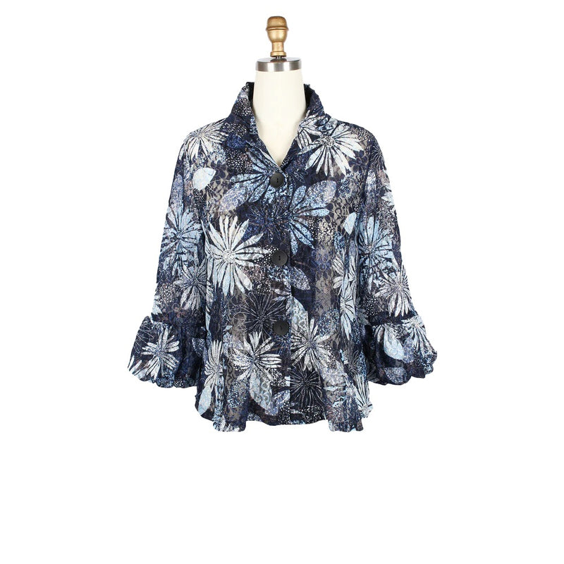 Glittered Lace Mesh Jacket - 2494-NVY