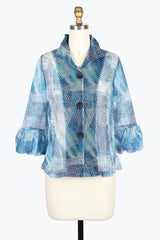 Watercolor Mesh Puffed Sleeve Jacket - 2496